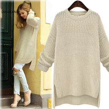 Load image into Gallery viewer, DANJEANER 2019 Autumn Winter Long Sleeve Thick Knitted Pullovers Women O Neck Casual Solid Long Sweaters Knitwear Femme Jumpers