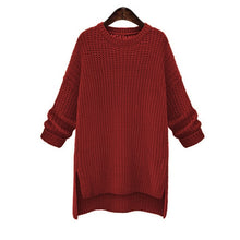 Load image into Gallery viewer, DANJEANER 2019 Autumn Winter Long Sleeve Thick Knitted Pullovers Women O Neck Casual Solid Long Sweaters Knitwear Femme Jumpers