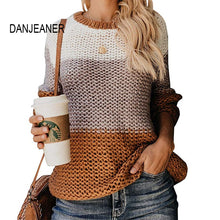 Load image into Gallery viewer, DANJEANER Women Sweaters and Pullovers 2019 Autumn Winter Fashion Multicolor Knitted Sweater Tops O Neck Long Sleeve Jumpers