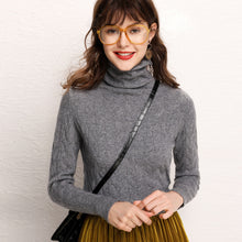 Load image into Gallery viewer, Tangada winter 2019 women Leaves pattern green turtleneck sweater female long sleeve elegant office ladies solid jumpers AQJ11