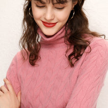 Load image into Gallery viewer, Tangada winter 2019 women Leaves pattern green turtleneck sweater female long sleeve elegant office ladies solid jumpers AQJ11