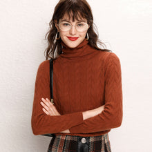 Load image into Gallery viewer, Tangada winter 2019 women Leaves pattern green turtleneck sweater female long sleeve elegant office ladies solid jumpers AQJ11