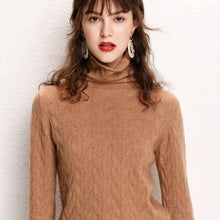 Load image into Gallery viewer, Tangada winter 2019 women Leaves pattern green turtleneck sweater female long sleeve elegant office ladies solid jumpers AQJ11
