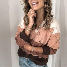 Load image into Gallery viewer, Winter Patchwork Sweater Women Autumn casual o neck Long Sleeve Knitted Sweaters Female New Loose Sweater pullovers dropshipping