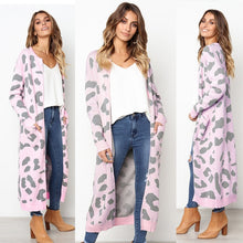 Load image into Gallery viewer, 2019 Autumn New Women Leopard Leisure Ins Style Knitted Long Cardigan Long Sleeve Sweater Overcoat Female Lady Outwear Coats