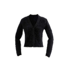 Load image into Gallery viewer, Furry White Cropped Cardigans Women Kawaii Sweater Knitted Crop Top Sweater Korean Casual Long Sleeve Ladies Sweater Fall 2019