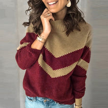 Load image into Gallery viewer, Sexy O-neck Shiny Patchwork Knitted Sweater Women Plus Size Long Sleeve Tops Pullover Fashion Autumn Winter Pull Sweaters Jumper