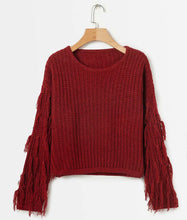 Load image into Gallery viewer, AIUJXK Autumn 2019 Women Pullover Sweater Fashion Tassel Long Sleeve Jumper For Female Short Casual Knitted Sweaters Winter Tops
