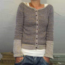 Load image into Gallery viewer, ZANZEA Autumn Striped Sweater Women Long Sleeve Knitwear Buttons Cardigan Knitted Shirts Spring Sweaters Top Jumper Pull Femme