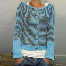 Load image into Gallery viewer, ZANZEA Autumn Striped Sweater Women Long Sleeve Knitwear Buttons Cardigan Knitted Shirts Spring Sweaters Top Jumper Pull Femme