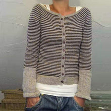 Load image into Gallery viewer, ZANZEA Autumn Striped Sweater Women Long Sleeve Knitwear Buttons Cardigan Knitted Shirts Spring Sweaters Top Jumper Pull Femme