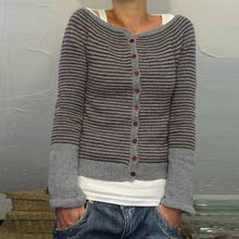 Load image into Gallery viewer, ZANZEA Autumn Striped Sweater Women Long Sleeve Knitwear Buttons Cardigan Knitted Shirts Spring Sweaters Top Jumper Pull Femme