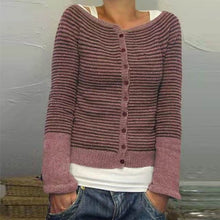 Load image into Gallery viewer, ZANZEA Autumn Striped Sweater Women Long Sleeve Knitwear Buttons Cardigan Knitted Shirts Spring Sweaters Top Jumper Pull Femme