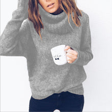 Load image into Gallery viewer, Casual Loose Autumn Winter Turtleneck Sweater Women Oversize Solid Knitted Sweaters Warm Long Sleeve Pullover Sweater Black Pink