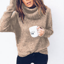 Load image into Gallery viewer, Casual Loose Autumn Winter Turtleneck Sweater Women Oversize Solid Knitted Sweaters Warm Long Sleeve Pullover Sweater Black Pink