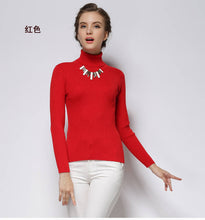 Load image into Gallery viewer, Women Sweater Cashmere blend Knitting Jumpers 28 colors Ladies Pullovers Turtleneck Woolen Knitwear Standard clothes Girls Tops