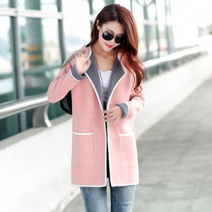 Spring Autumn Women's Korean Slim Sweater Jacket Fashion Joker Medium length Female Long Sleeve Cardigan Large Size Sweater y24