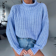 Load image into Gallery viewer, Cryptographic 2019 Autumn Winter Turtleneck Sweaters Women Jumpers Slim Tops Knitwear Loose Warm Pullover Female Sueter Mujer
