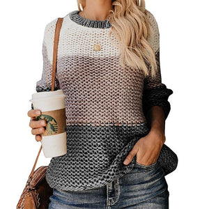 DANJEANER Women Sweaters and Pullovers 2019 Autumn Winter Fashion Multicolor Knitted Sweater Tops O Neck Long Sleeve Jumpers