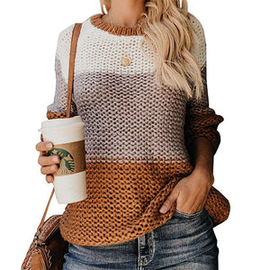 DANJEANER Women Sweaters and Pullovers 2019 Autumn Winter Fashion Multicolor Knitted Sweater Tops O Neck Long Sleeve Jumpers