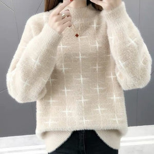 Pullover Women Sweater Long Sleeve Sweaters Velvet Knit Loose Sweater Women's Jumper Plus Size