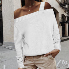 Load image into Gallery viewer, Elegant Women Sweaters and Pullovers 2019 Autumn Off Shoulder Straps Knitted Sweater Casual Long Sleeve Ladies Tops Dropshipping
