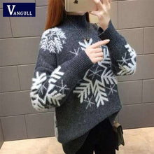 Load image into Gallery viewer, Vangull 2019 New Autumn Winter Women Knitted Sweaters Pullovers Turtleneck Long Sleeve Snow Christmas Slim Elastic Short Sweater
