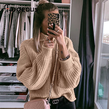 Load image into Gallery viewer, NLW Khaki Turtleneck Women Sweater Autumn Winter Long Sleeve Jumper 2019 Knitted Loose Fashion Pullover Femme
