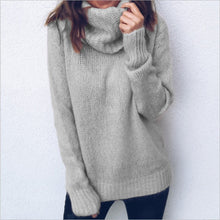 Load image into Gallery viewer, Casual Loose Autumn Winter Turtleneck Sweater Women Oversize Solid Knitted Sweaters Warm Long Sleeve Pullover Sweater Black Pink
