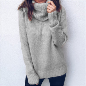 Casual Loose Autumn Winter Turtleneck Sweater Women Oversize Solid Knitted Sweaters Warm Long Sleeve Pullover Sweater Black Pink