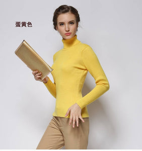 Women Sweater Cashmere blend Knitting Jumpers 28 colors Ladies Pullovers Turtleneck Woolen Knitwear Standard clothes Girls Tops