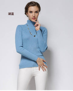 Women Sweater Cashmere blend Knitting Jumpers 28 colors Ladies Pullovers Turtleneck Woolen Knitwear Standard clothes Girls Tops