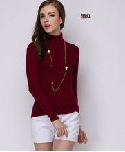 Load image into Gallery viewer, Women Sweater Cashmere blend Knitting Jumpers 28 colors Ladies Pullovers Turtleneck Woolen Knitwear Standard clothes Girls Tops
