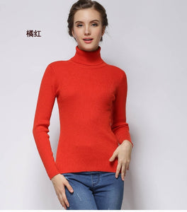 Women Sweater Cashmere blend Knitting Jumpers 28 colors Ladies Pullovers Turtleneck Woolen Knitwear Standard clothes Girls Tops