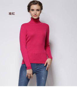 Women Sweater Cashmere blend Knitting Jumpers 28 colors Ladies Pullovers Turtleneck Woolen Knitwear Standard clothes Girls Tops