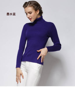 Women Sweater Cashmere blend Knitting Jumpers 28 colors Ladies Pullovers Turtleneck Woolen Knitwear Standard clothes Girls Tops