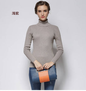 Women Sweater Cashmere blend Knitting Jumpers 28 colors Ladies Pullovers Turtleneck Woolen Knitwear Standard clothes Girls Tops