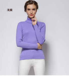 Women Sweater Cashmere blend Knitting Jumpers 28 colors Ladies Pullovers Turtleneck Woolen Knitwear Standard clothes Girls Tops