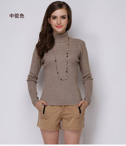 Women Sweater Cashmere blend Knitting Jumpers 28 colors Ladies Pullovers Turtleneck Woolen Knitwear Standard clothes Girls Tops