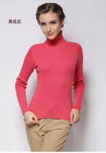 Load image into Gallery viewer, Women Sweater Cashmere blend Knitting Jumpers 28 colors Ladies Pullovers Turtleneck Woolen Knitwear Standard clothes Girls Tops
