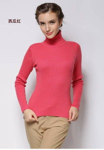 Women Sweater Cashmere blend Knitting Jumpers 28 colors Ladies Pullovers Turtleneck Woolen Knitwear Standard clothes Girls Tops