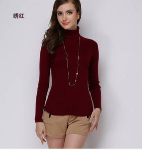 Women Sweater Cashmere blend Knitting Jumpers 28 colors Ladies Pullovers Turtleneck Woolen Knitwear Standard clothes Girls Tops