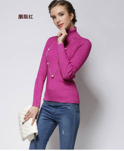 Women Sweater Cashmere blend Knitting Jumpers 28 colors Ladies Pullovers Turtleneck Woolen Knitwear Standard clothes Girls Tops