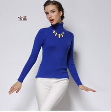 Load image into Gallery viewer, Women Sweater Cashmere blend Knitting Jumpers 28 colors Ladies Pullovers Turtleneck Woolen Knitwear Standard clothes Girls Tops
