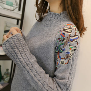 2019 Korean Fashion Women Sweaters and Pullovers Sueter Mujer Ruffled Sleeve Turtleneck  Solid loose Sexy Elastic Women Tops