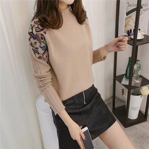 2019 Korean Fashion Women Sweaters and Pullovers Sueter Mujer Ruffled Sleeve Turtleneck  Solid loose Sexy Elastic Women Tops