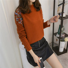 Load image into Gallery viewer, 2019 Korean Fashion Women Sweaters and Pullovers Sueter Mujer Ruffled Sleeve Turtleneck  Solid loose Sexy Elastic Women Tops
