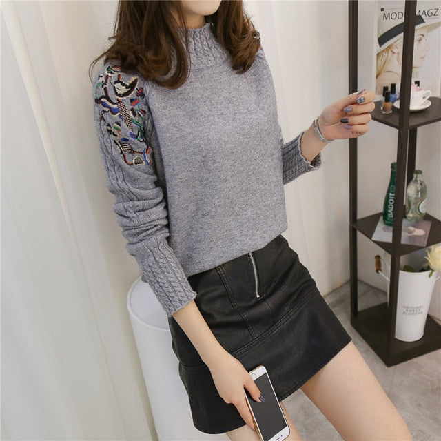 2019 Korean Fashion Women Sweaters and Pullovers Sueter Mujer Ruffled Sleeve Turtleneck  Solid loose Sexy Elastic Women Tops