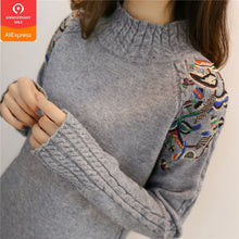 Load image into Gallery viewer, 2019 Korean Fashion Women Sweaters and Pullovers Sueter Mujer Ruffled Sleeve Turtleneck  Solid loose Sexy Elastic Women Tops
