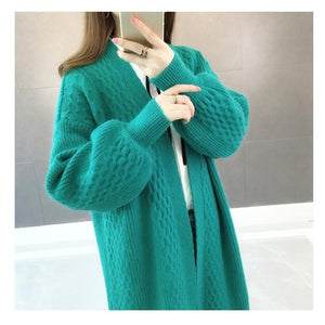 H.SA Spring Sweater Cardigans Women 2019 V neck Lantern Sleeve Open Stitch Loose Sweater Jacket Cheap Clothes Female Knit Coat